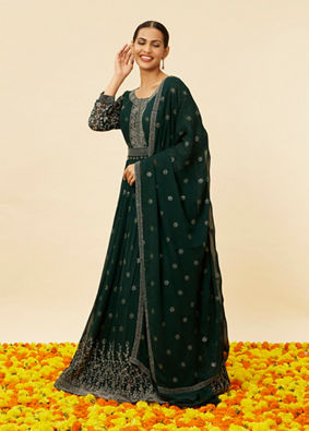 Fern Green Sequin Embroidered Anarkali Suit image number 2
